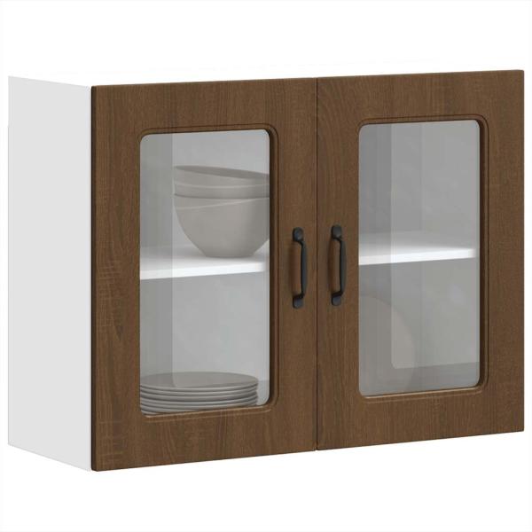 ARDEBO.de - Küchen-Hängeschrank mit Glastür Kalmar Braun Eichen-Optik