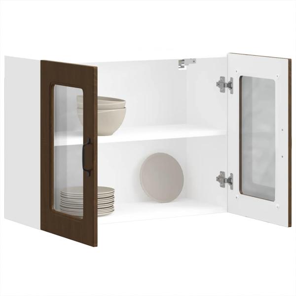 Küchen-Hängeschrank mit Glastür Kalmar Braun Eichen-Optik