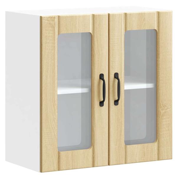 Küchen-Hängeschrank mit Glastür Sonoma-Eiche Holzwerkstoff