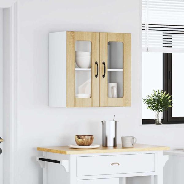 Küchen-Hängeschrank mit Glastür Sonoma-Eiche Holzwerkstoff