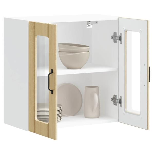 Küchen-Hängeschrank mit Glastür Sonoma-Eiche Holzwerkstoff