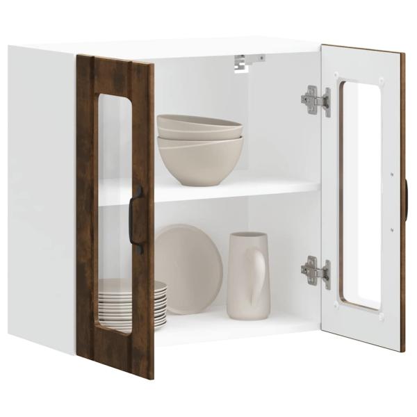 Küchen-Hängeschrank mit Glastür Räuchereiche Holzwerkstoff
