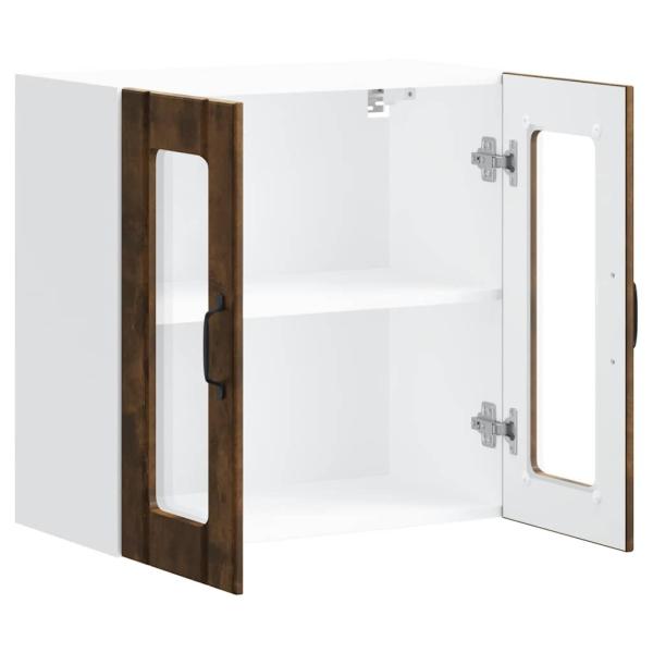 Küchen-Hängeschrank mit Glastür Räuchereiche Holzwerkstoff
