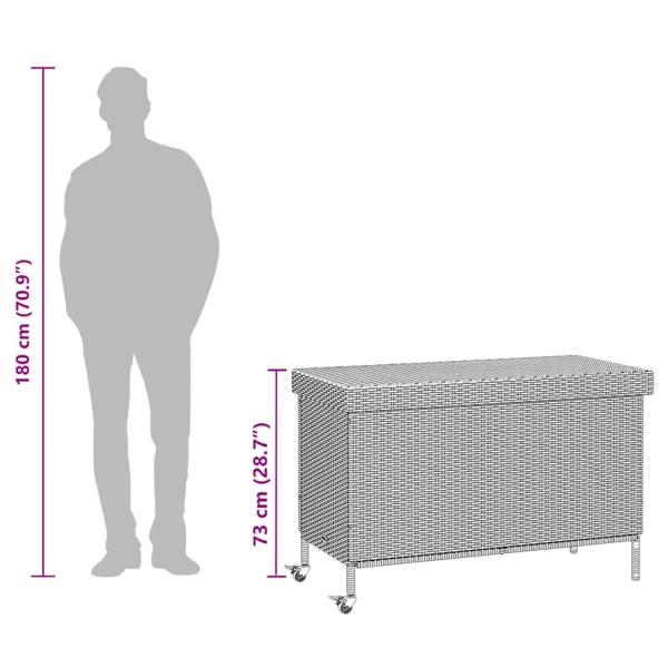 Gartentruhe mit Rollen Beige 110x55x73 cm Poly Rattan