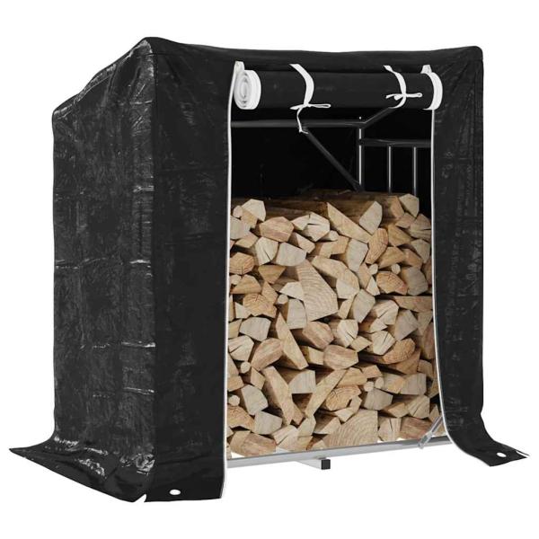 ARDEBO.de - Brennholzregal mit Regenschutz 101x61x110,5 cm Verzinkter Stahl