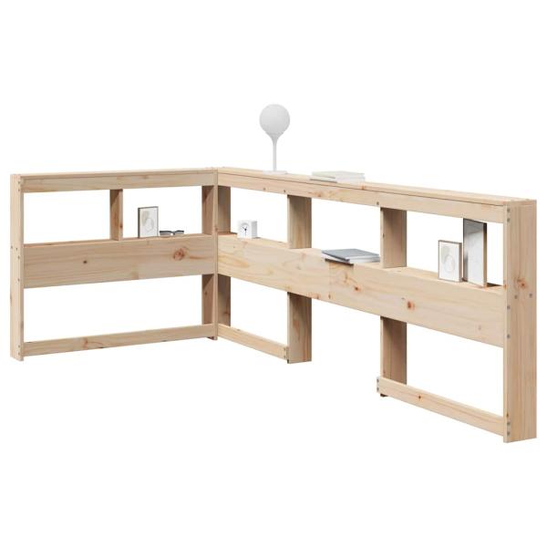 ARDEBO.de - Kopfteil mit Bücherregal L-Form 80 cm Massivholz Kiefer