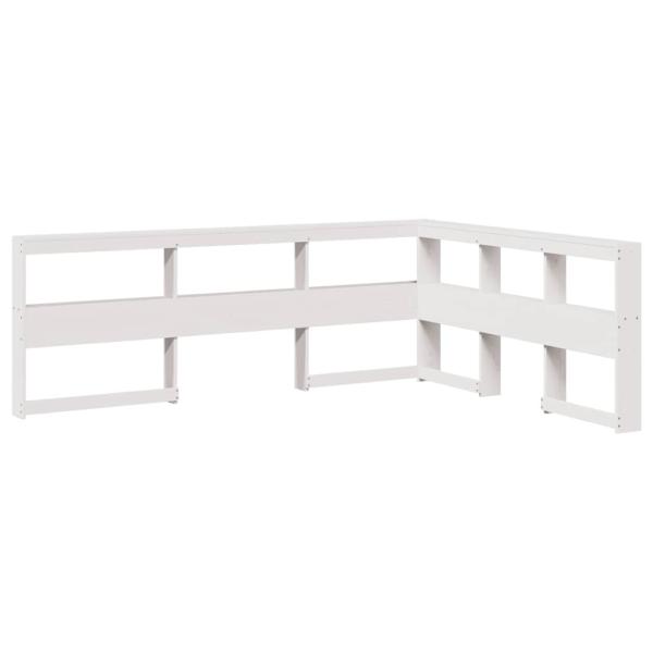 Kopfteil mit Bücherregal L-Form Weiß 150 cm Massivholz Kiefer