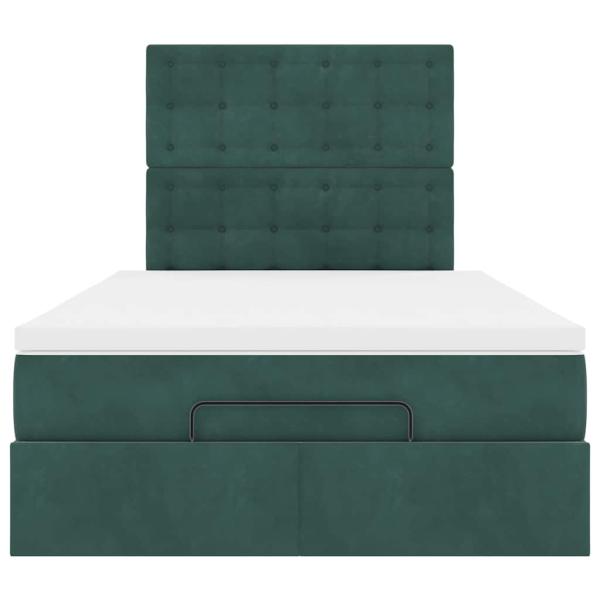 Ottoman-Bett mit Matratzen Dunkelgrün 120x200 cm Samt