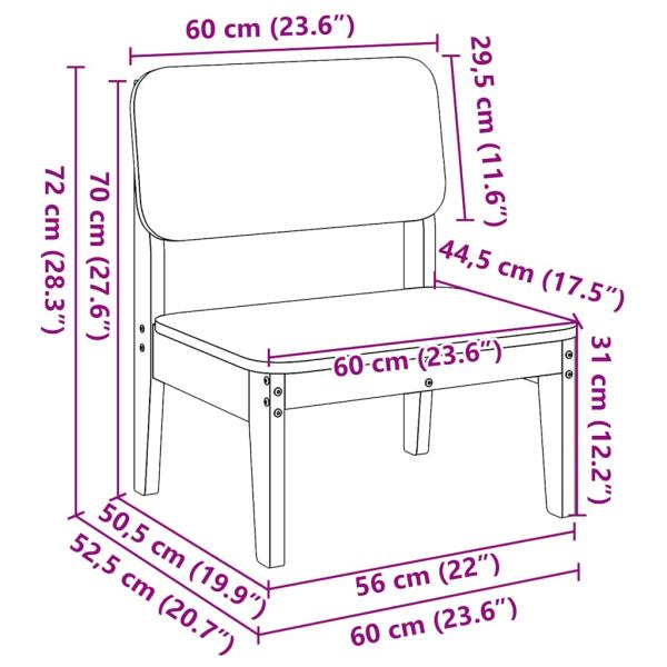 Gartenstühle 2 Stk. 60x52,5x72 cm Kiefernholz Imprägniert