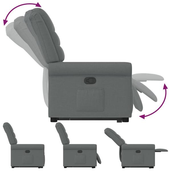 Relaxsessel mit Aufstehhilfe Dunkelgrau Stoff