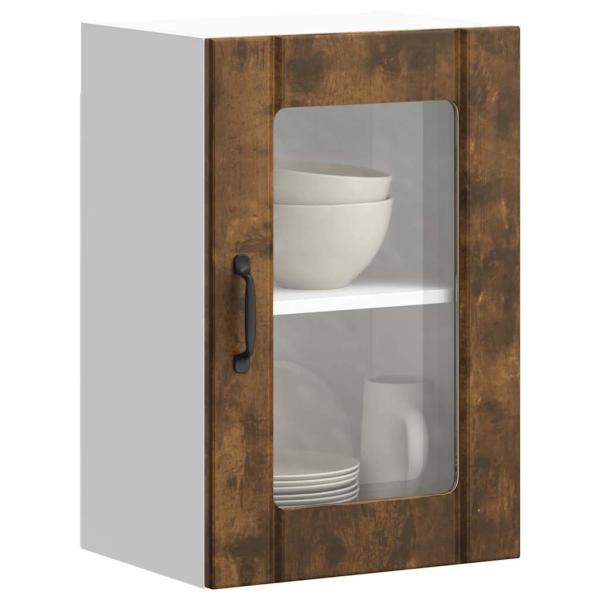 ARDEBO.de - Küchen-Hängeschrank mit Glastür Lucca Räuchereiche