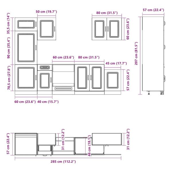 7-tlg. Küchenschrank-Set Kalmar Sonoma-Eiche Holzwerkstoff