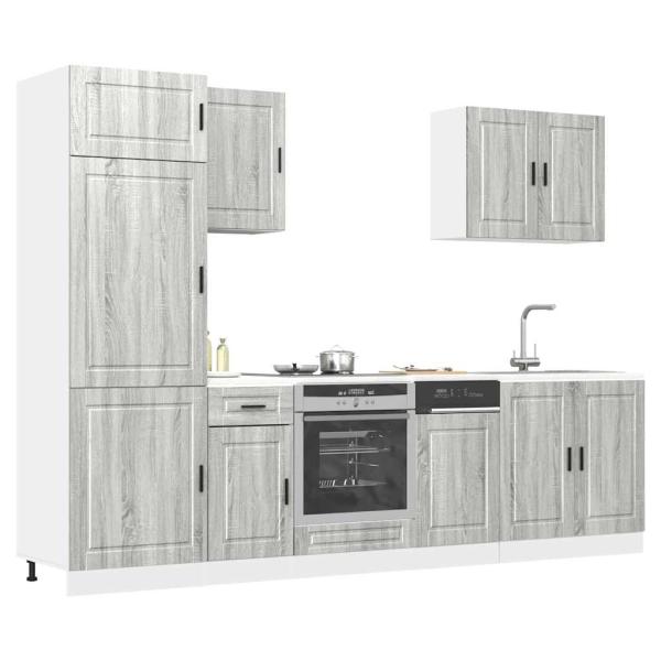 ARDEBO.de - 7-tlg. Küchenschrank-Set Kalmar Grau Sonoma Holzwerkstoff