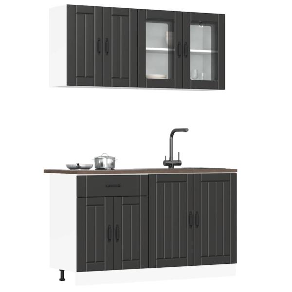 ARDEBO.de - 4-tlg. Küchenschrank-Set Kalmar Schwarz Holzwerkstoff