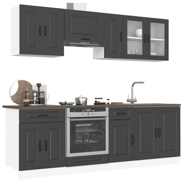 ARDEBO.de - 8-tlg. Küchenschrank-Set Kalmar Schwarz Holzwerkstoff