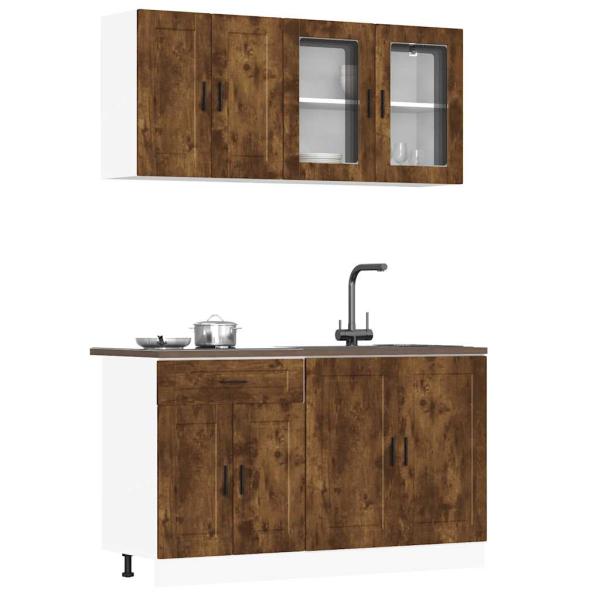 ARDEBO.de - 4-tlg. Küchenschrank-Set Kalmar Räuchereiche Holzwerkstoff