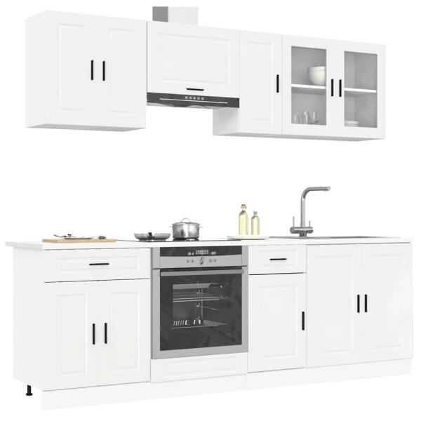 ARDEBO.de - 8-tlg. Küchenschrank-Set Kalmar Hochglanz-Weiß Holzwerkstoff