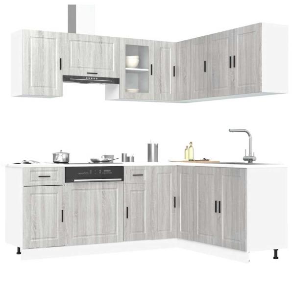ARDEBO.de - 11-tlg. Küchenschrank-Set Porto Grau Sonoma Holzwerkstoff