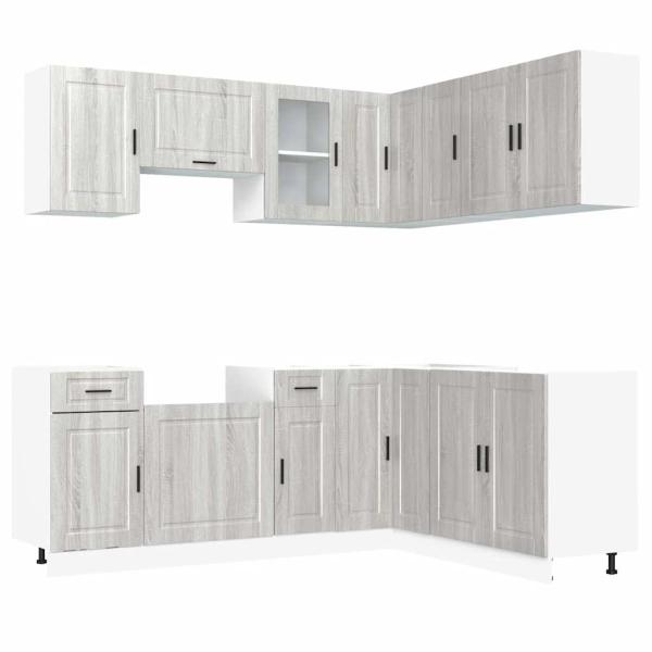 11-tlg. Küchenschrank-Set Porto Grau Sonoma Holzwerkstoff