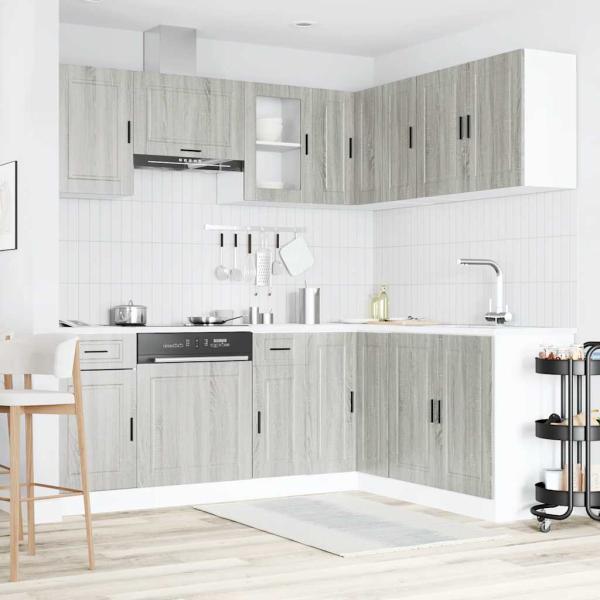 11-tlg. Küchenschrank-Set Porto Grau Sonoma Holzwerkstoff
