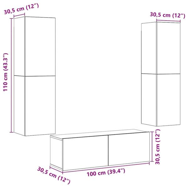 TV-Wandschränke 3 Stk. Altholz-Optik Holzwerkstoff