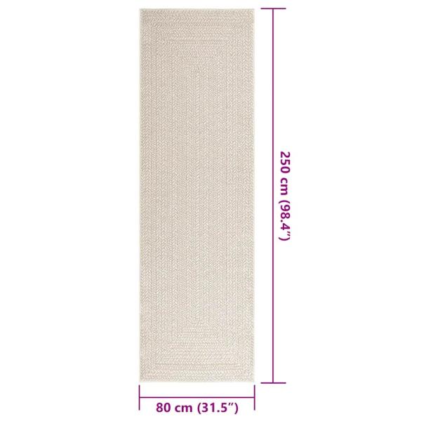 Teppich ZIZUR Creme 80x250 cm Jute-Optik Indoor und Outdoor