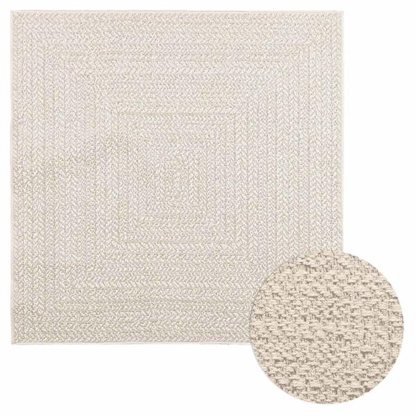 ARDEBO.de - Teppich ZIZUR Creme 120x120 cm Jute-Optik Indoor und Outdoor