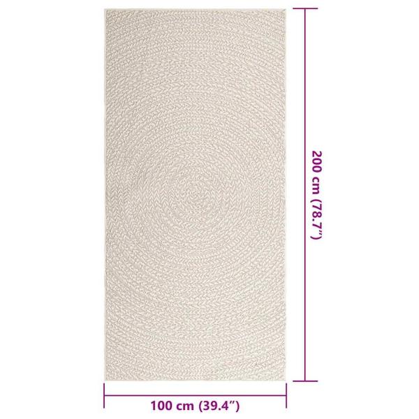 Teppich ZIZUR Creme 100x200 cm Jute-Optik Indoor und Outdoor
