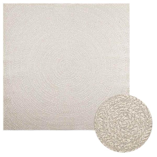 ARDEBO.de - Teppich ZIZUR Creme 200x200 cm Jute-Optik Indoor und Outdoor