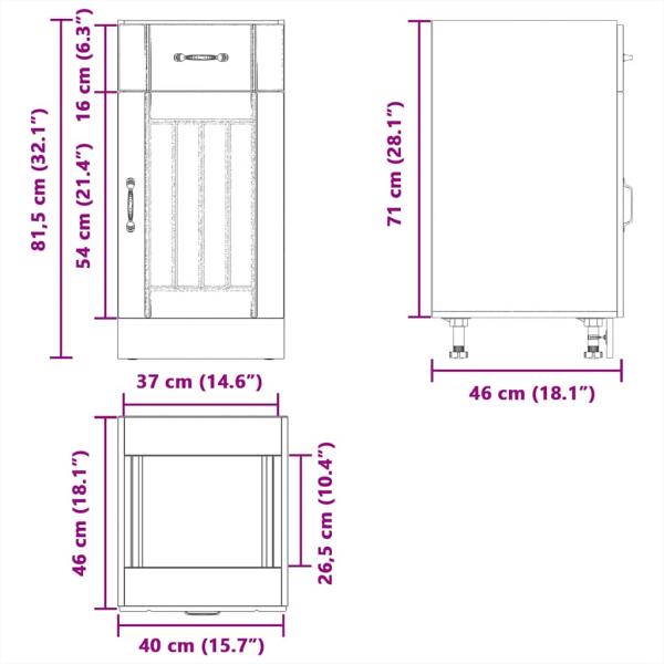Küchen-Unterschrank Lucca Grau Sonoma Holzwerkstoff