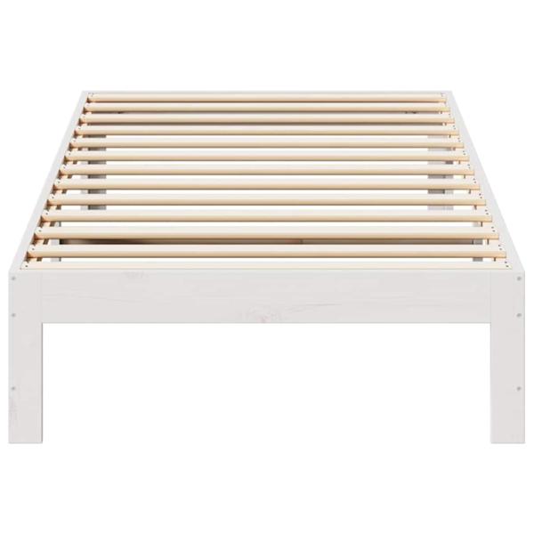 Massivholzbett ohne Matratze Weiß 80x200 cm Kiefernholz