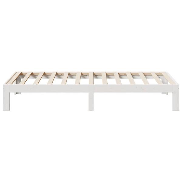 Massivholzbett ohne Matratze Weiß 80x200 cm Kiefernholz