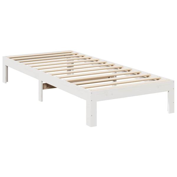 Massivholzbett ohne Matratze Weiß 80x200 cm Kiefernholz