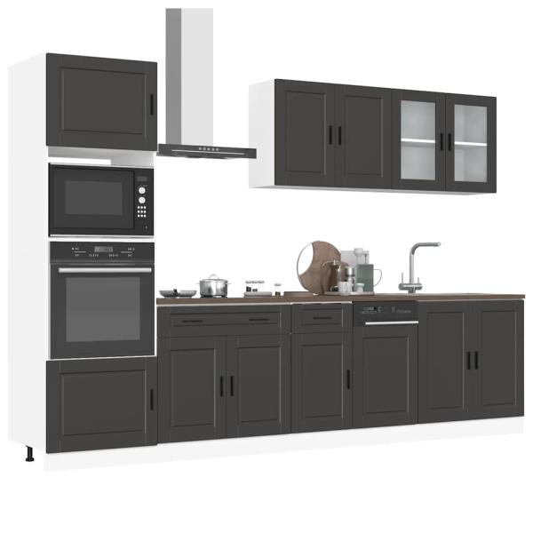 ARDEBO.de - 7-tlg. Küchenschrank-Set Kalmar Schwarz Holzwerkstoff