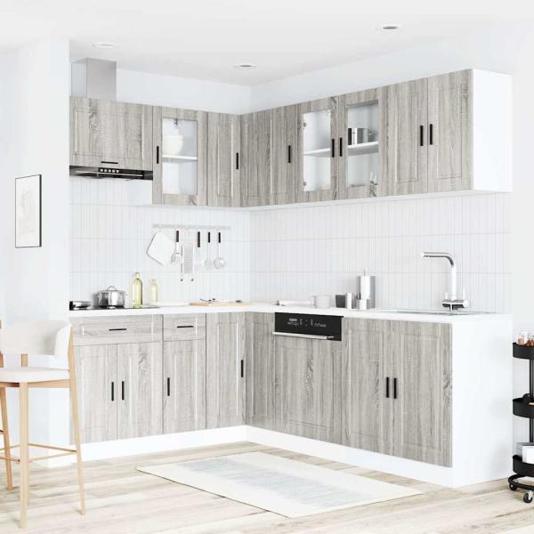 11-tlg. Küchenschrank-Set Porto Grau Sonoma Holzwerkstoff