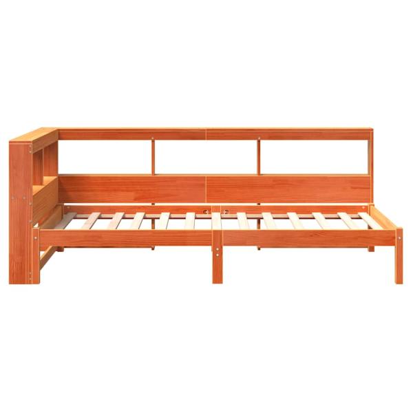 Massivholzbett mit Regal ohne Matratze Wachsbraun 100x200 cm
