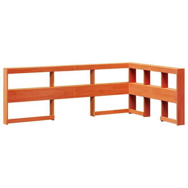 Massivholzbett mit Regal ohne Matratze Wachsbraun 140x190 cm