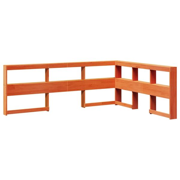 Massivholzbett mit Regal ohne Matratze Wachsbraun 140x190 cm