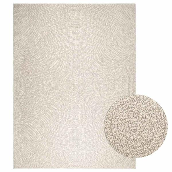 ARDEBO.de - Teppich ZIZUR Creme 240x340 cm Jute-Optik Indoor und Outdoor