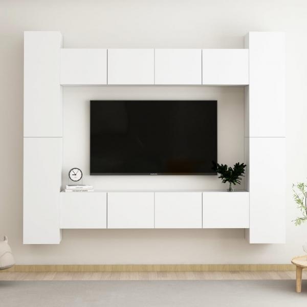 ARDEBO.de - 8-tlg. TV-Schrank-Set Weiß Holzwerkstoff