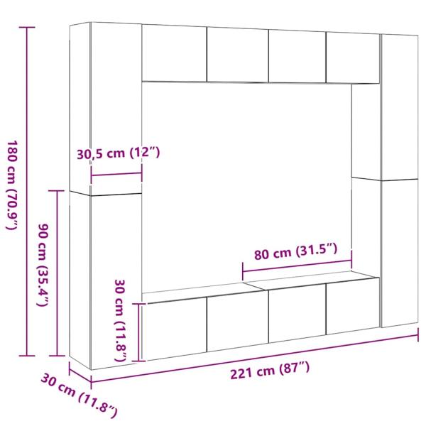 8-tlg. TV-Schrank-Set Weiß Holzwerkstoff