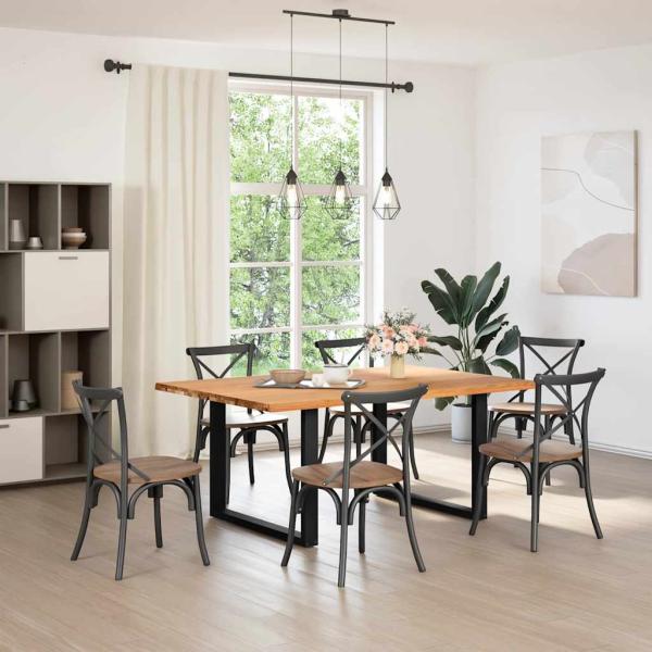 Esstisch Hellbraun 180x120x74 cm Massivholz Eiche Rechteckig