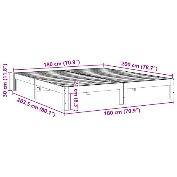 Massivholzbett ohne Matratze Weiß 180x200 cm Kiefernholz