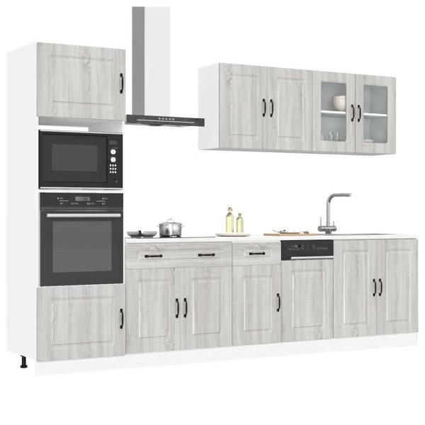 ARDEBO.de - 7-tlg. Küchenschrank-Set Kalmar Grau Sonoma Holzwerkstoff