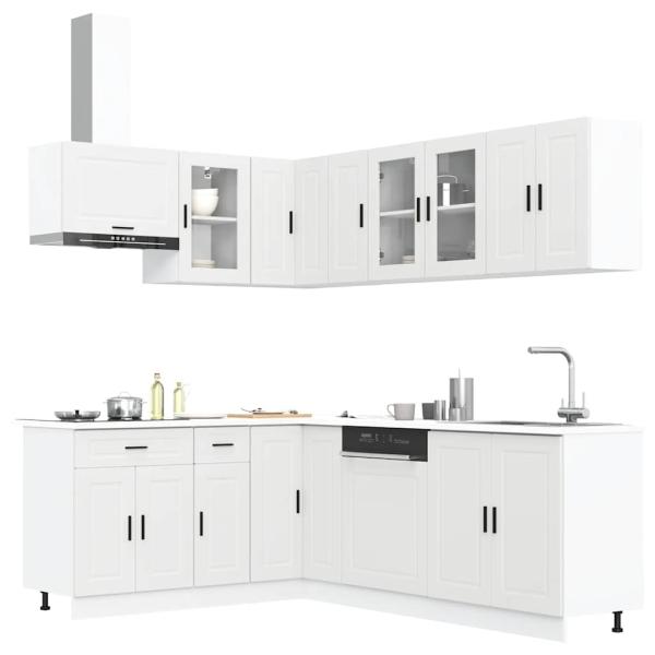 ARDEBO.de - 11-tlg. Küchenschrank-Set Porto Weiß Holzwerkstoff
