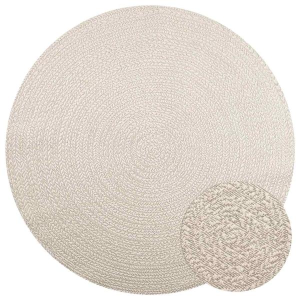 ARDEBO.de - Teppich ZIZUR Creme Ø 200 cm Jute-Optik Indoor und Outdoor