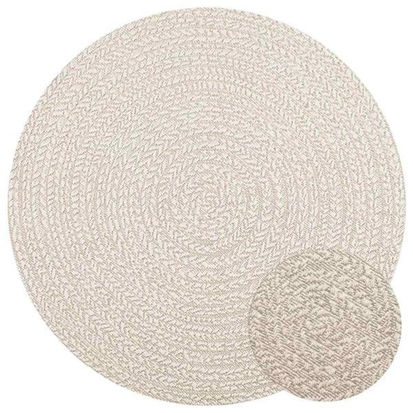 ARDEBO.de - Teppich ZIZUR Creme Ø 120 cm Jute-Optik Indoor und Outdoor