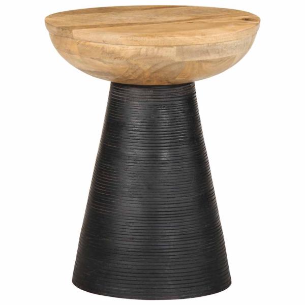 ARDEBO.de - Beistelltisch Schwarz Ø37x45 cm Massivholz Mango