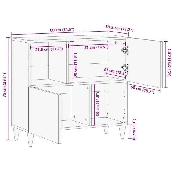 Sideboard 80x33,5x75 cm Massivholz Mango
