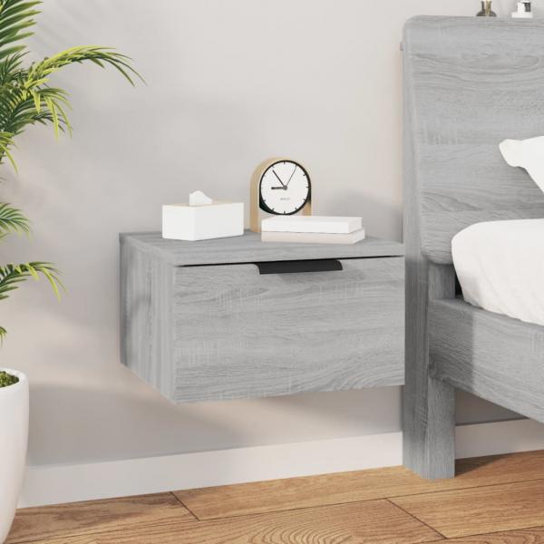ARDEBO.de - Wand-Nachttisch Grau Sonoma 34x30x20 cm